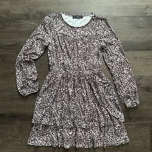 Allegra K Women's leopard print crew neck dress